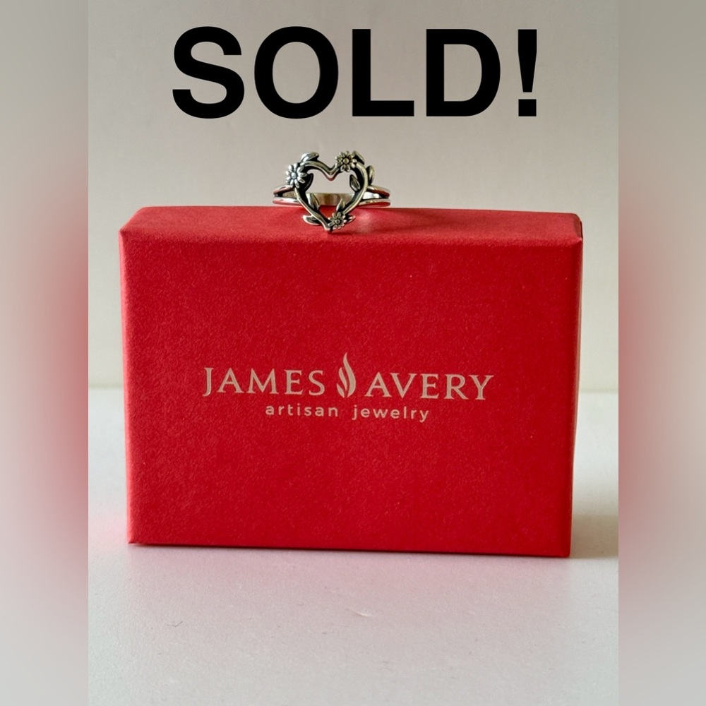 James Avery 925 Sterling Silver Flowering Vines Heart Ring Size 8
